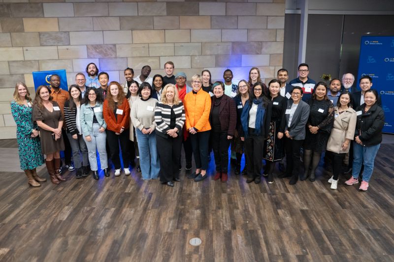 Participants in the Fulbright and Humphrey Fellowship Programs along with distinguished guests pose for a group photo.